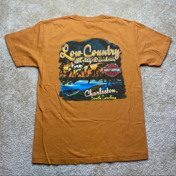 Harley Davidson Men’s Orange Tee Size Medium - Picture 6 of 7
